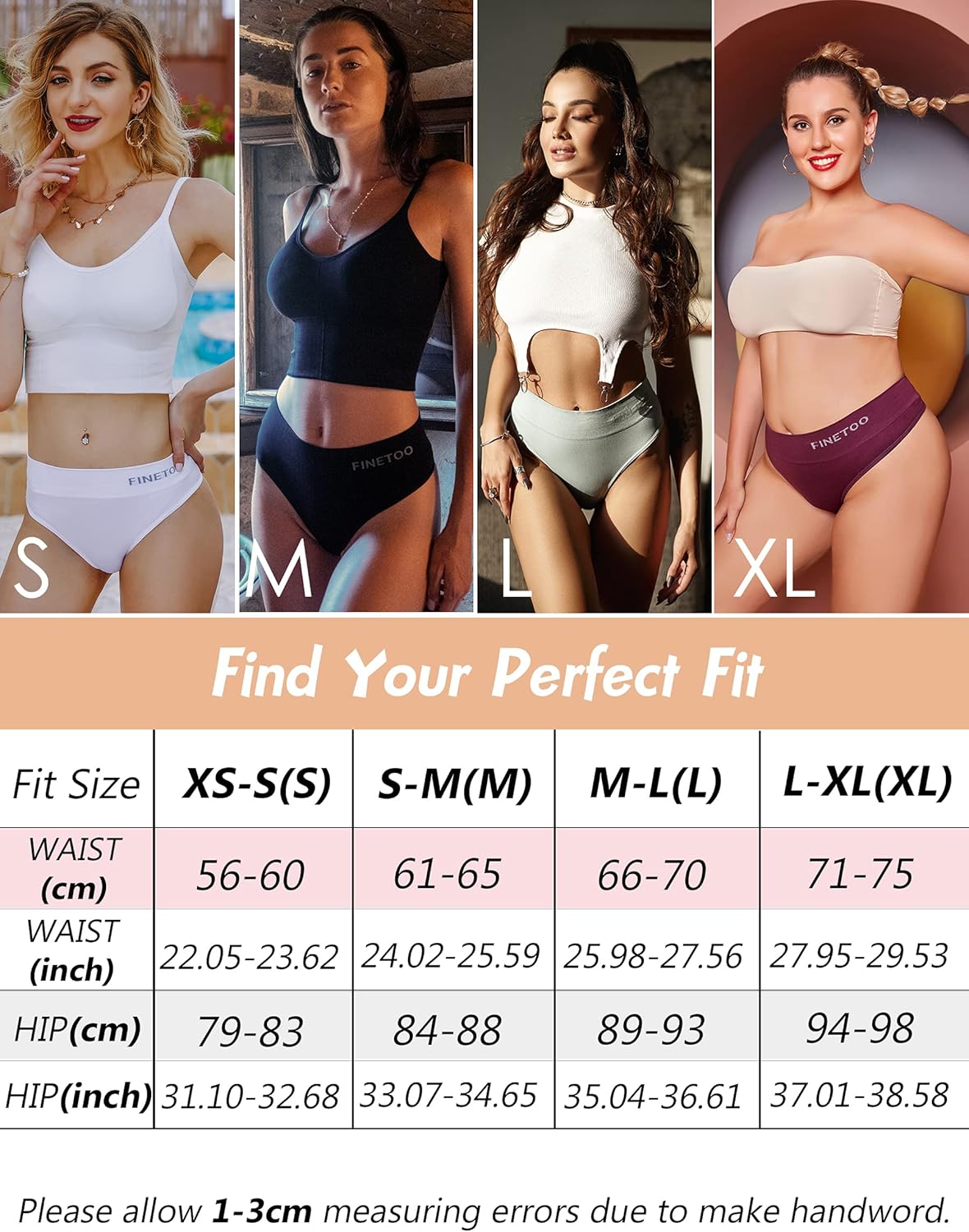 Thumbnail 5 de FINETOO set perizomi alto elastici traspiranti da donna, 4 pezzi
