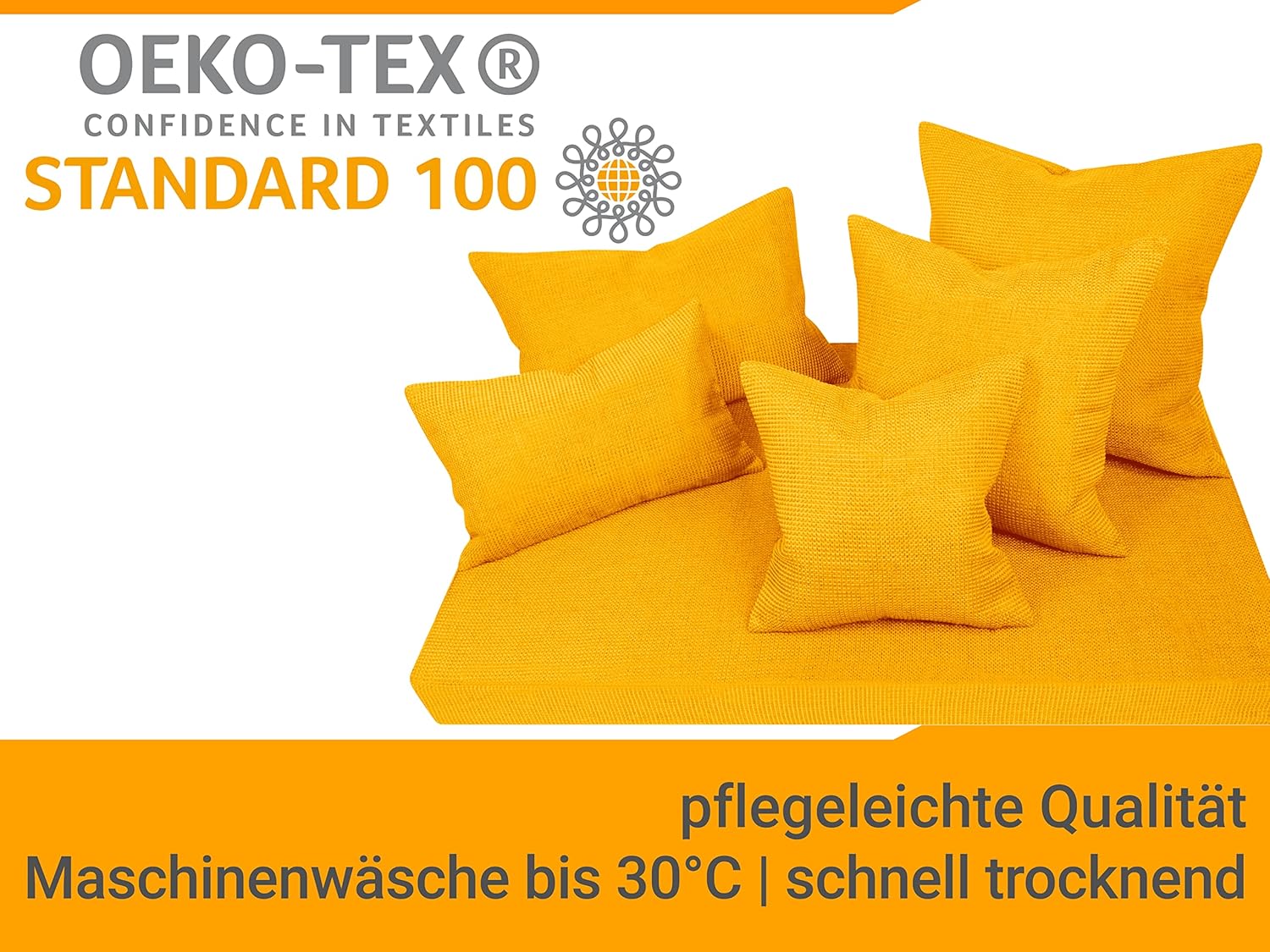 Thumbnail 5 de Housse de Coussin 50x50 cm jaune – Lot de 2 npluseins, motif texturé façon tapisserie