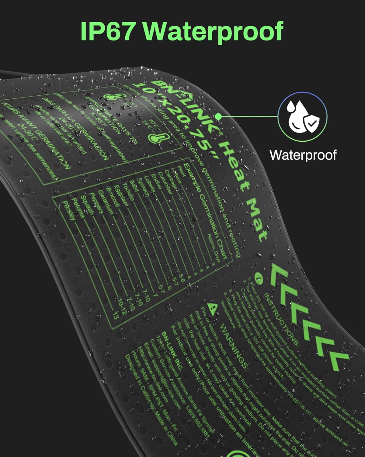 Thumbnail 4 de BN-LINK CP-C93(20.75x10 1P) Seedling Heat Mat, 10" x 20.75", 20W