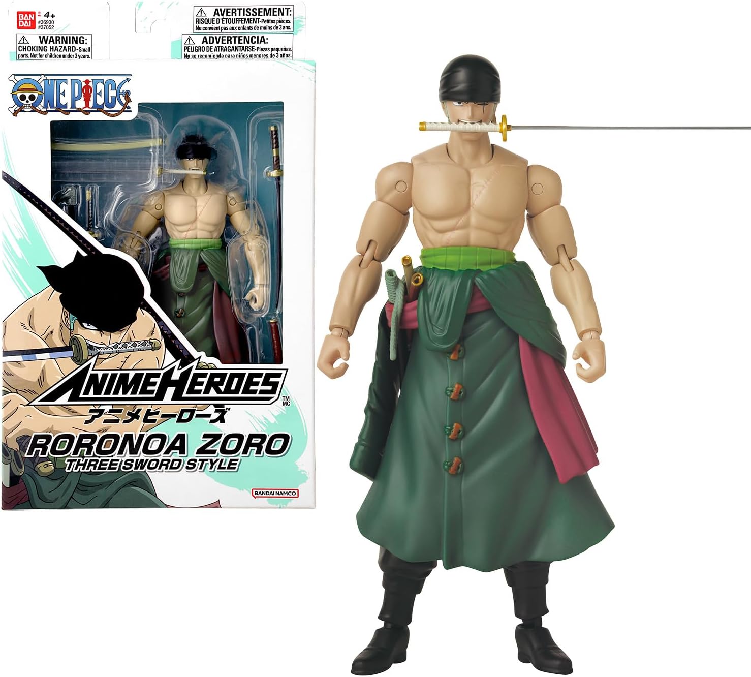 Detalle de Bandai Anime Heroes One Piece: Roronoa Zoro 17 cm Three Sword Style - Figura articolata licenza ufficiale
