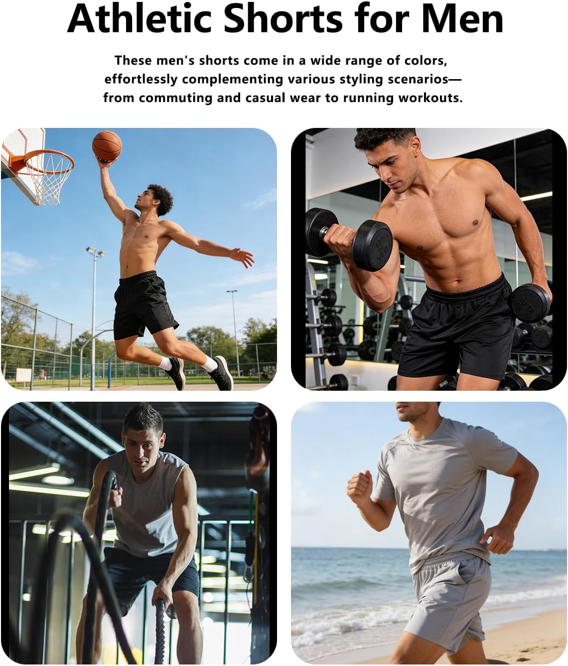 Thumbnail 4 de Mexholin 5 Pack Men's Running Shorts: Soft, Breathable Quick-Dry Gym Shorts with Pockets