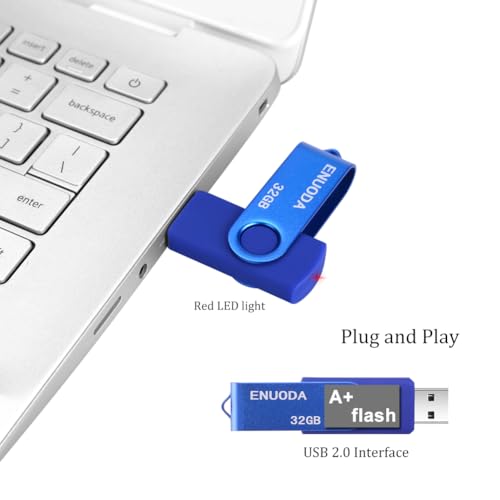 Detalle de ENUODA Clé USB 32 Go – Clef USB 2.0 Bleu avec LED, mini et fiable