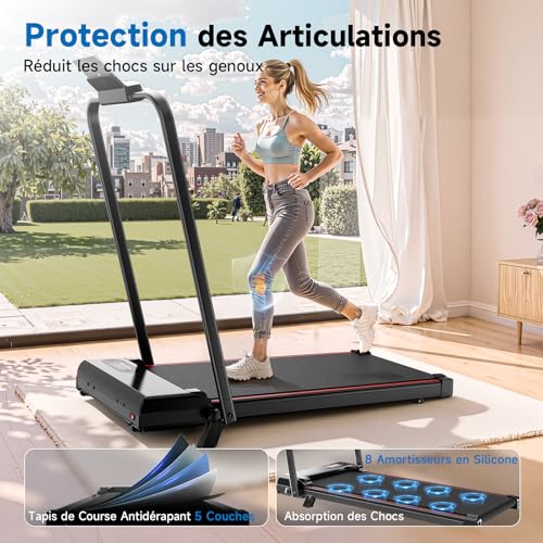Thumbnail 4 de Dskeuzeew tapis de course pliable 2-en-1, 2,5 HP, bande de 40 × 100 cm