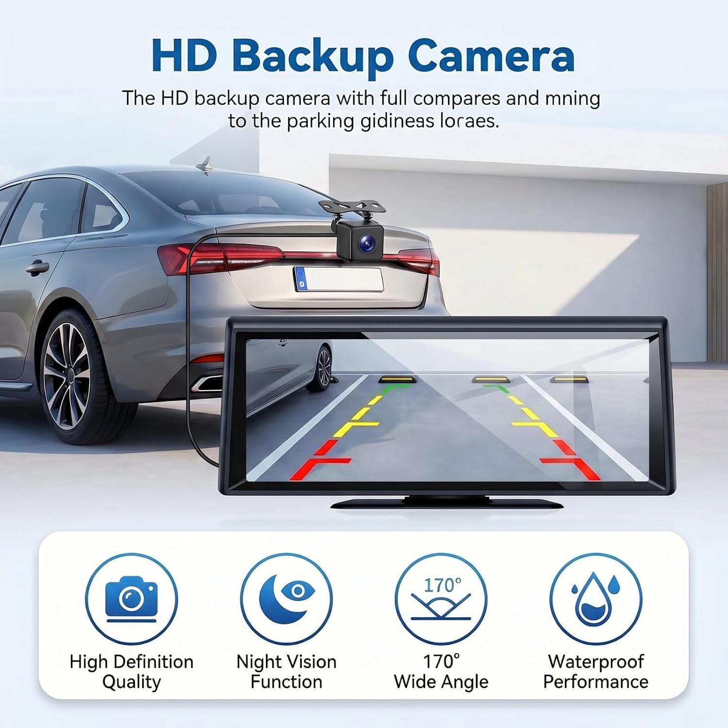 Thumbnail 3 de 8.1" Portable Wireless CarPlay Stereo with 2K Dash Cam & 1080P Backup Cam