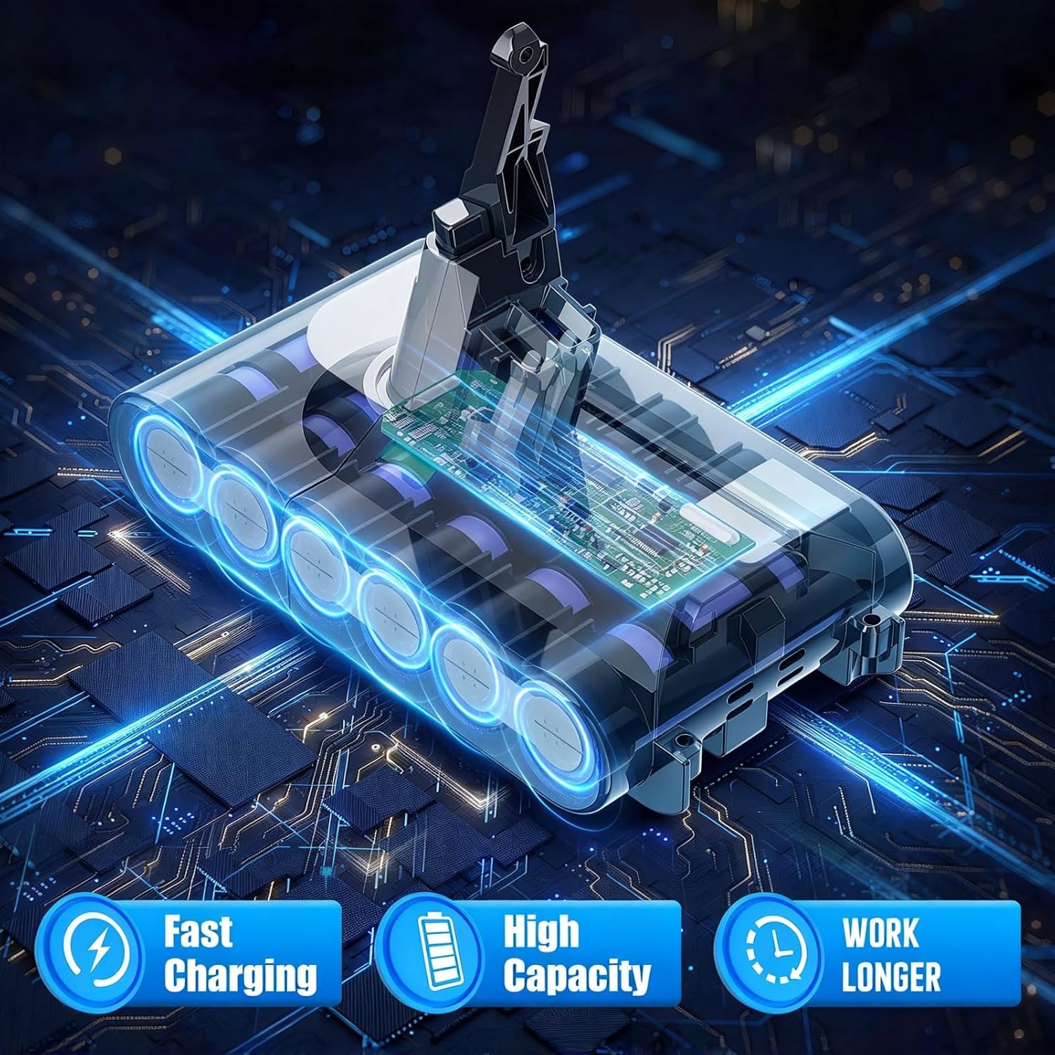 Detalle 2 de Powtree V8-vervangingsaccu voor Dyson SV10, 21,6 V Li-ion