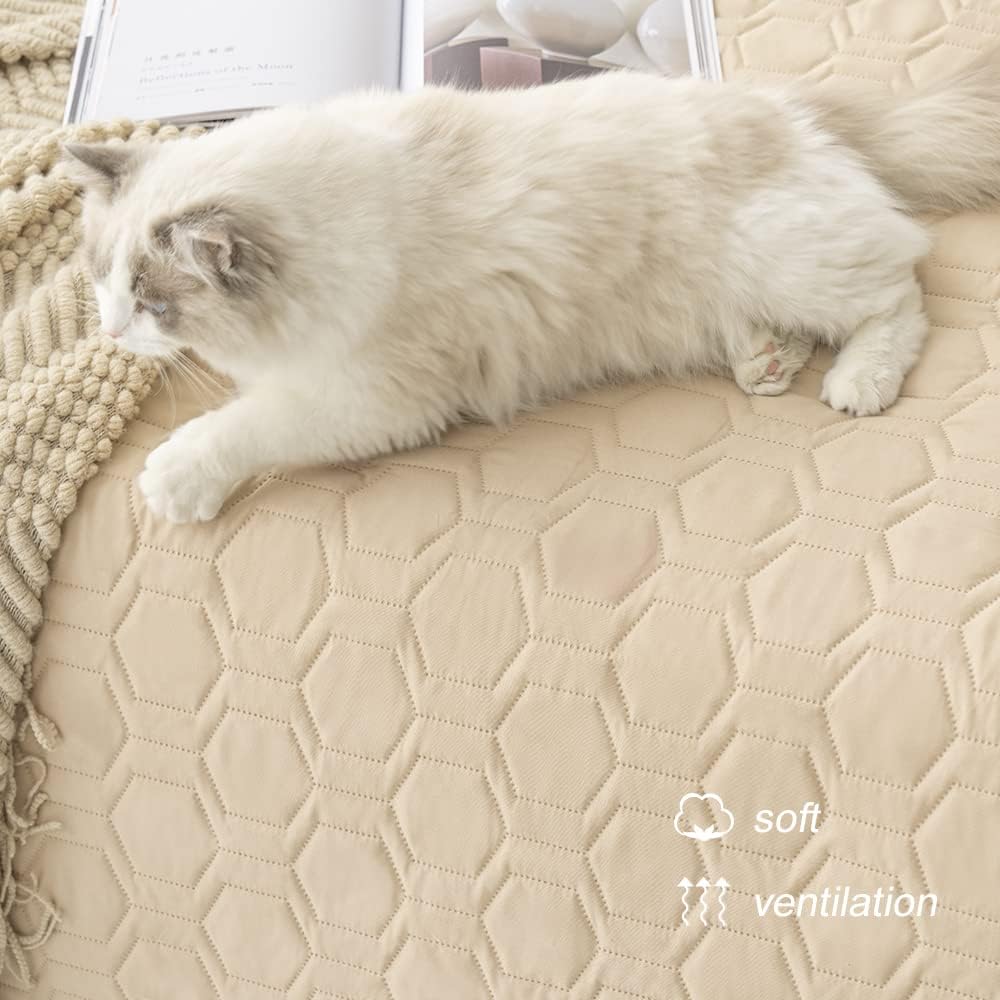 Detalle 1 de Tcksstex 40x50 Waterproof Dog Couch Cover, Non-Slip Beige Polyester