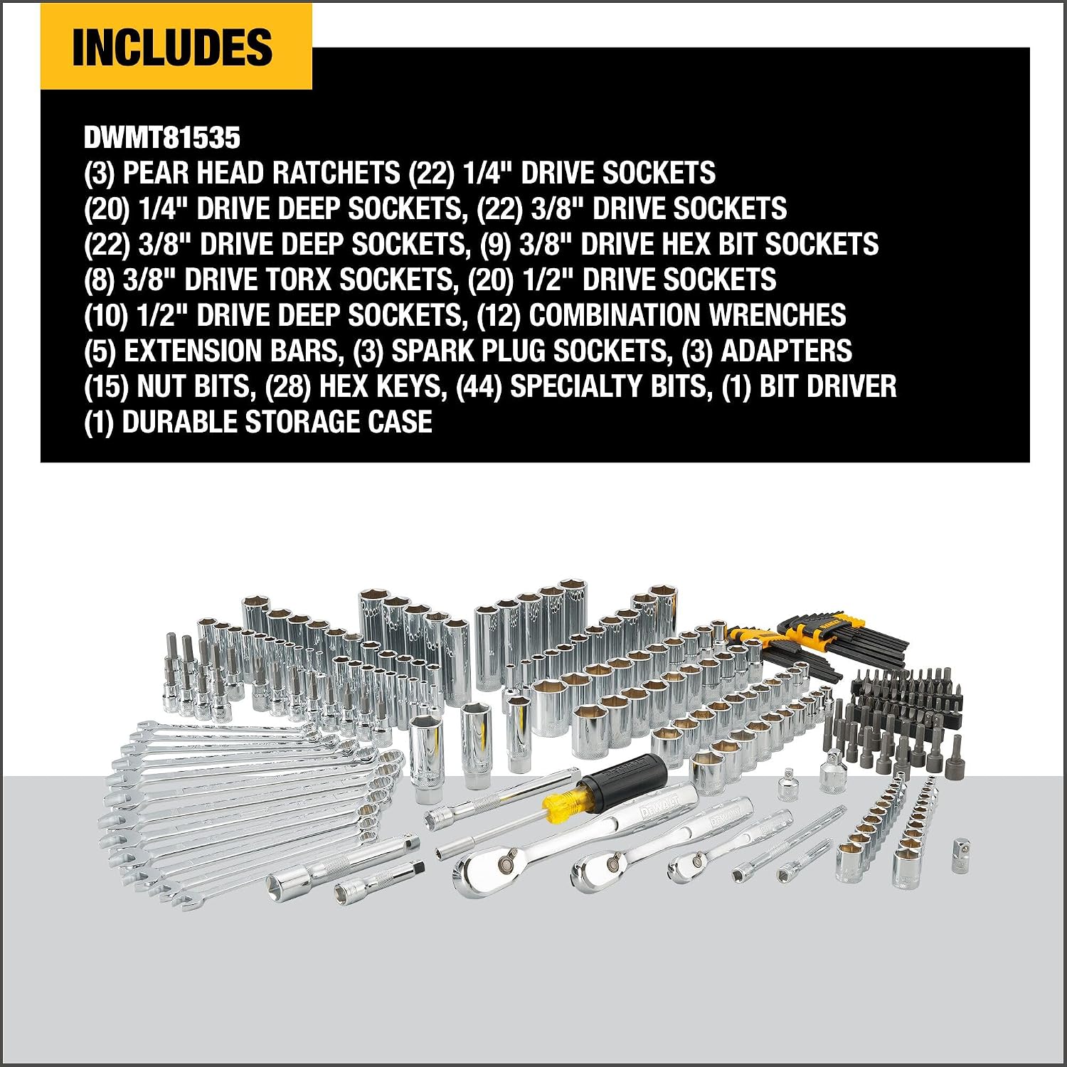 Detalle de DEWALT DWMT81535 247-Piece Mechanics Tool Set with 72-Tooth Ratchets