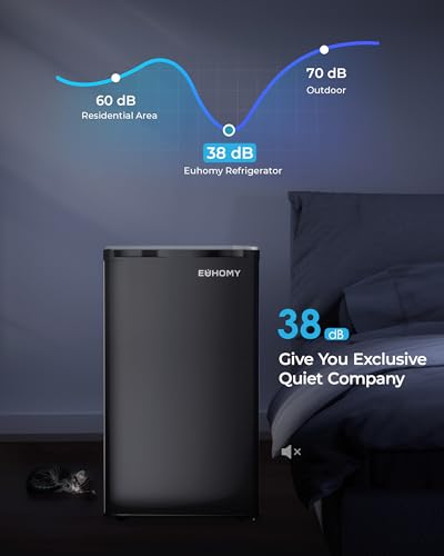 Thumbnail 5 de EUHOMY 93L Under Counter Fridge Freezer: Ultra‑Quiet, 7‑Stage Thermostat, 38dB, 82L Fridge + 8L Freezer for Dorms, Offices and Bedrooms