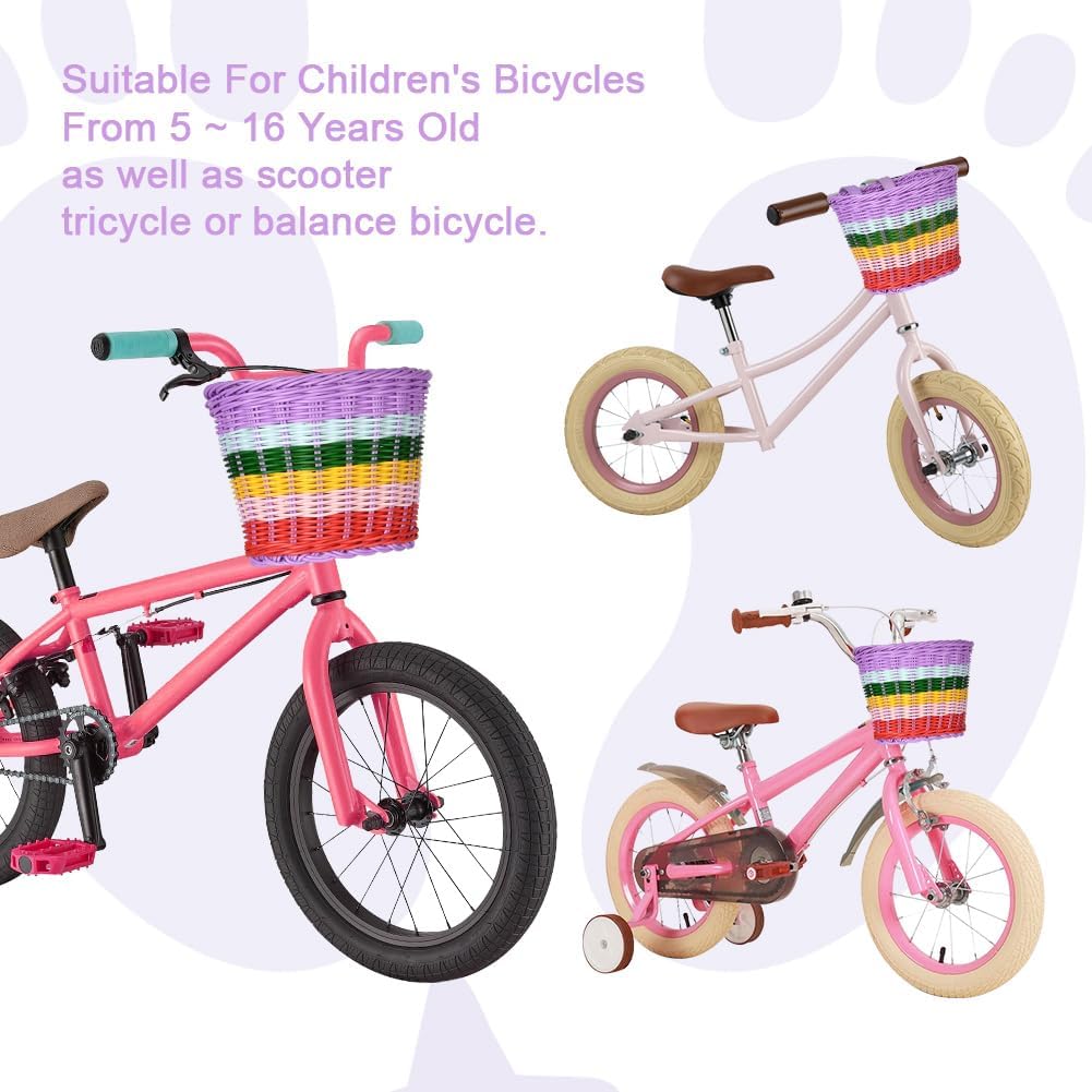 Thumbnail 4 de flintronic Kids Bike Basket Handwoven Cycle Basket for Children