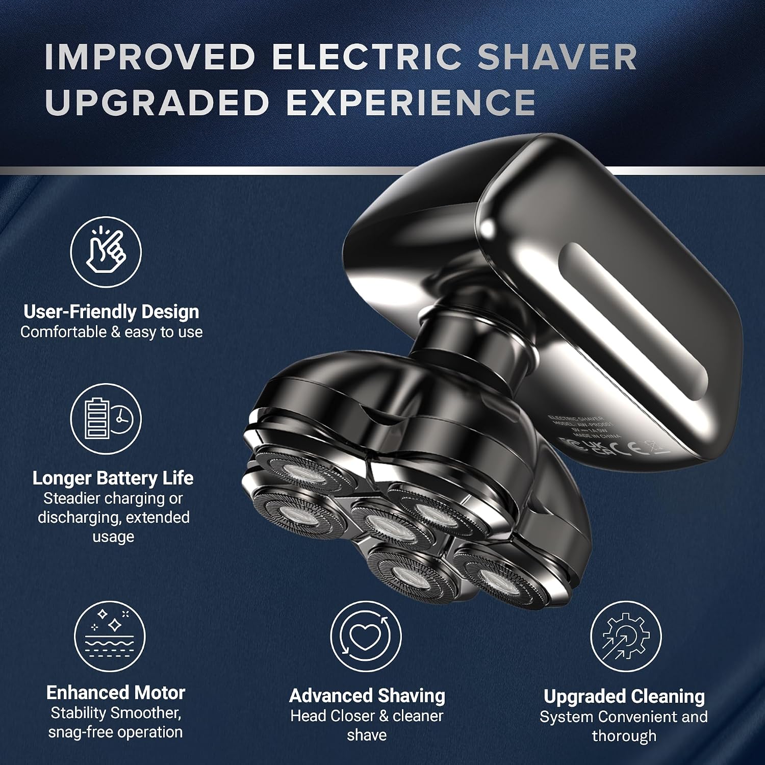 Thumbnail 6 de Electric Head Shaver for Bald Men: Cordless, Waterproof, and Skin-Friendly for a Close Shave