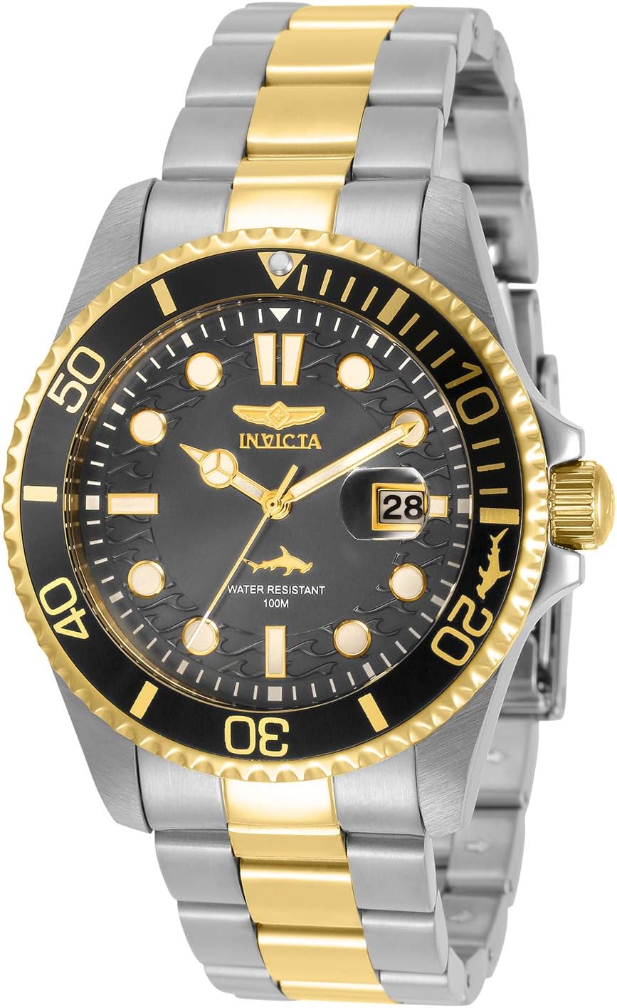 Detalle de Invicta Pro Diver Montre Homme – Mouvement Quartz, Acier Inoxydable 43mm, Cadran Vert