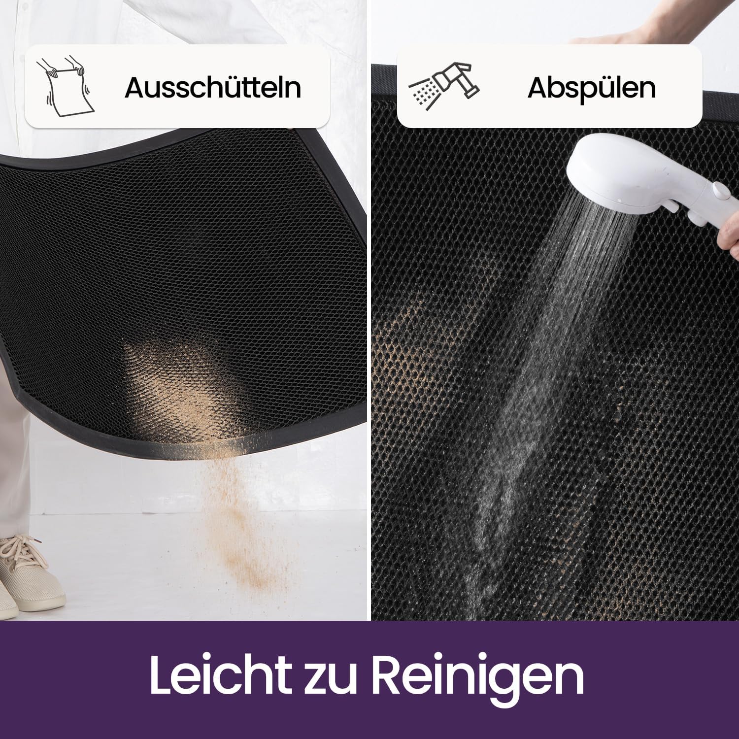 Thumbnail 5 de DEXI Fußmatte außen 60 x 90 cm – extrem rutschfeste Schmutzfangmatte für Haustür, schwarz