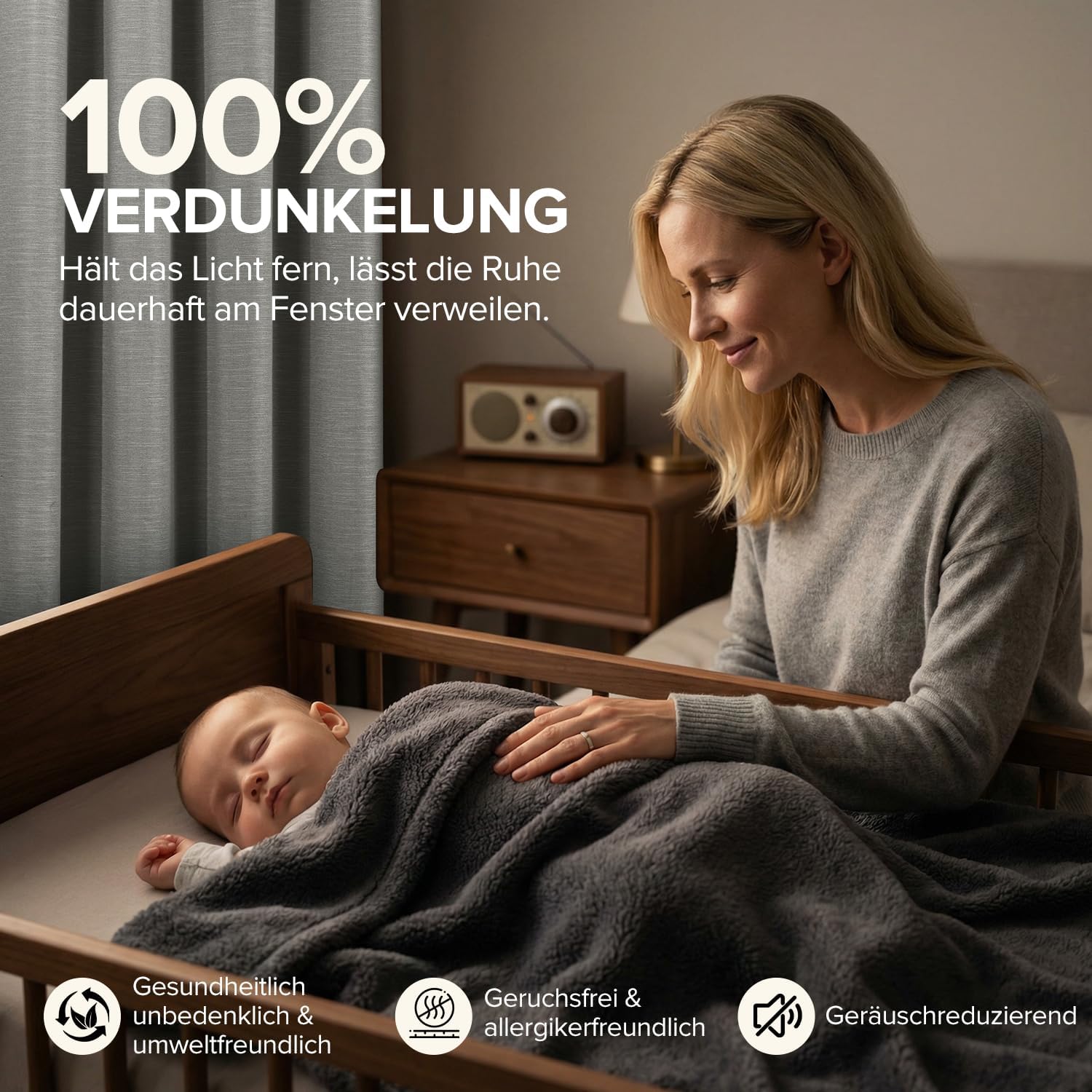 Detalle 2 de Runyéla Verdunkelungsvorhänge in Leinenoptik – 2er Set, 175 cm hoch, 140 cm breit, hellgrau