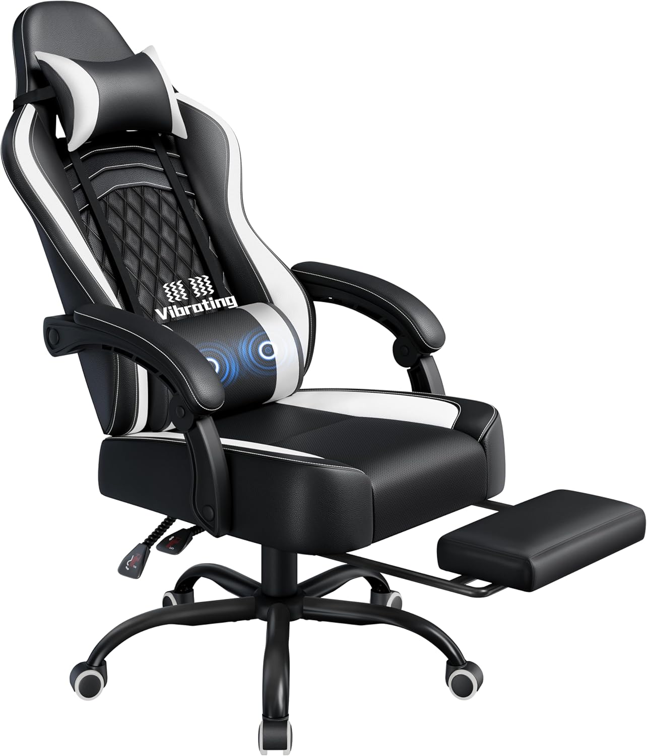 Detalle de Yaheetech Sedia da Gaming Ergonomica con Cuscino Massaggio Lombare – Bianco