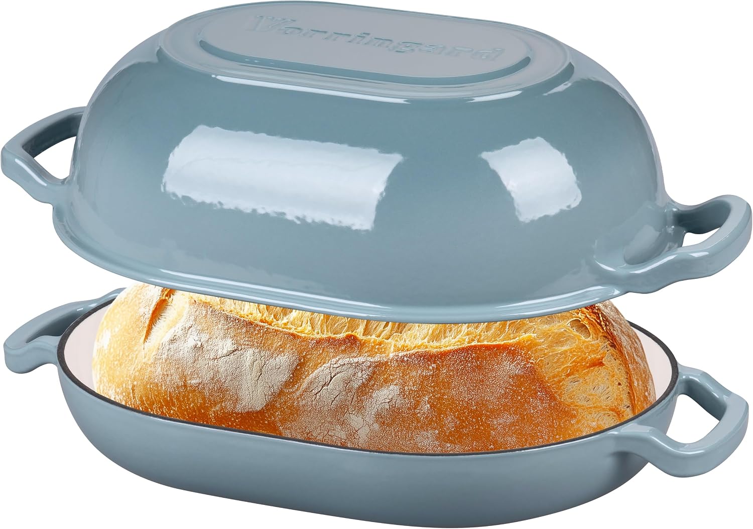 Detalle de VORRINGARD Enameled Cast Iron 7QT Dutch Oven for Sourdough & Bread Baking (Sea Salt)