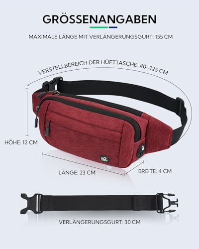 Detalle de WATERFLY Bauchtasche Damen Herren Sport Gürteltasche Klein Hüfttasche