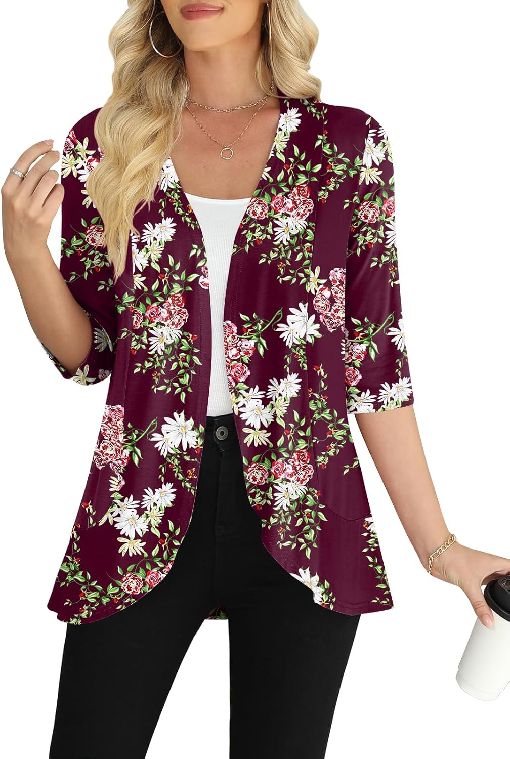 Thumbnail 5 de Yincro Women's Casual 3/4 Sleeve Lightweight Cardigan