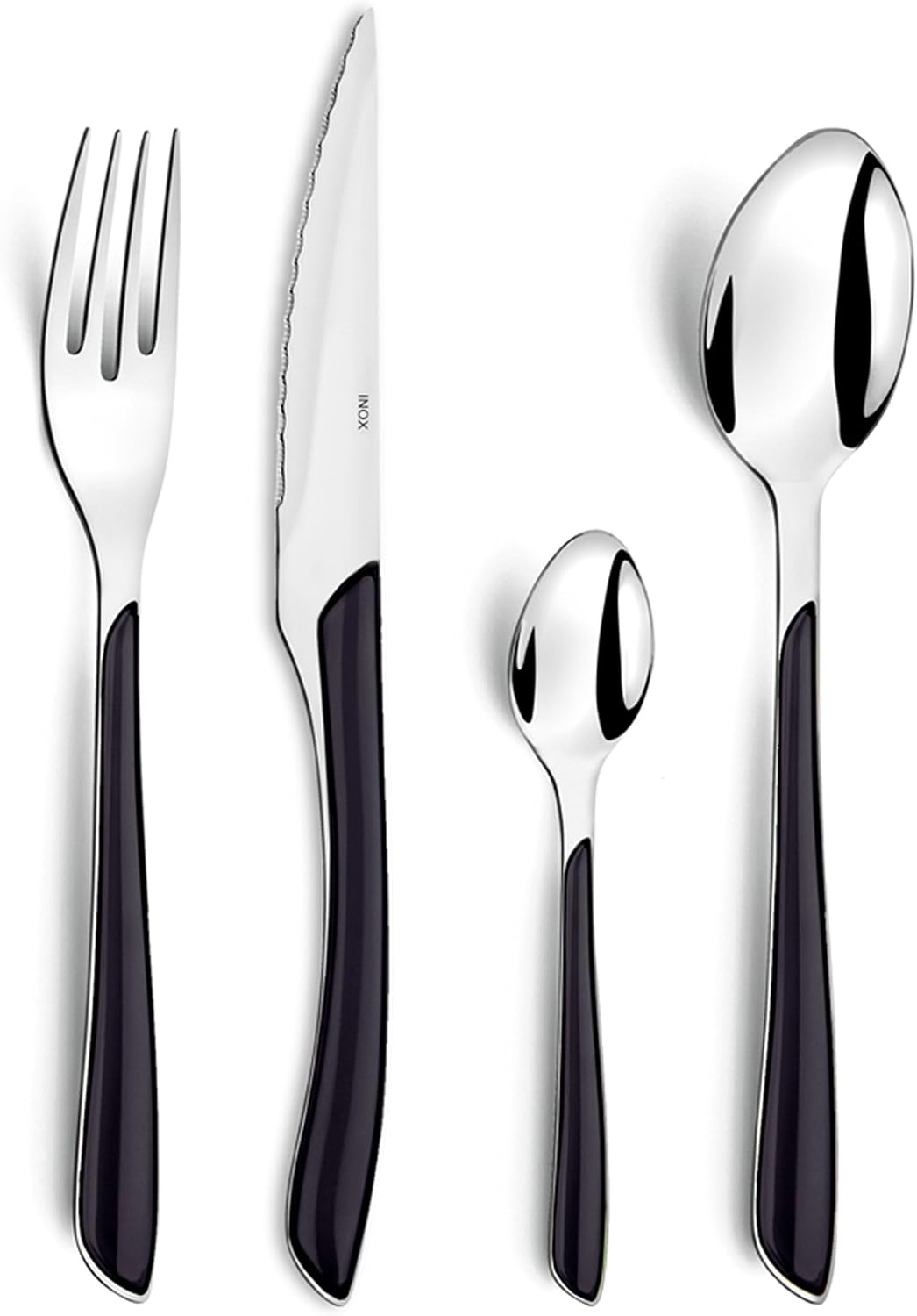 Detalle de AMEFA Ménagère ECLAT Noir – 24 couverts pour 6 personnes (acier inox 18/0, finition brillante)