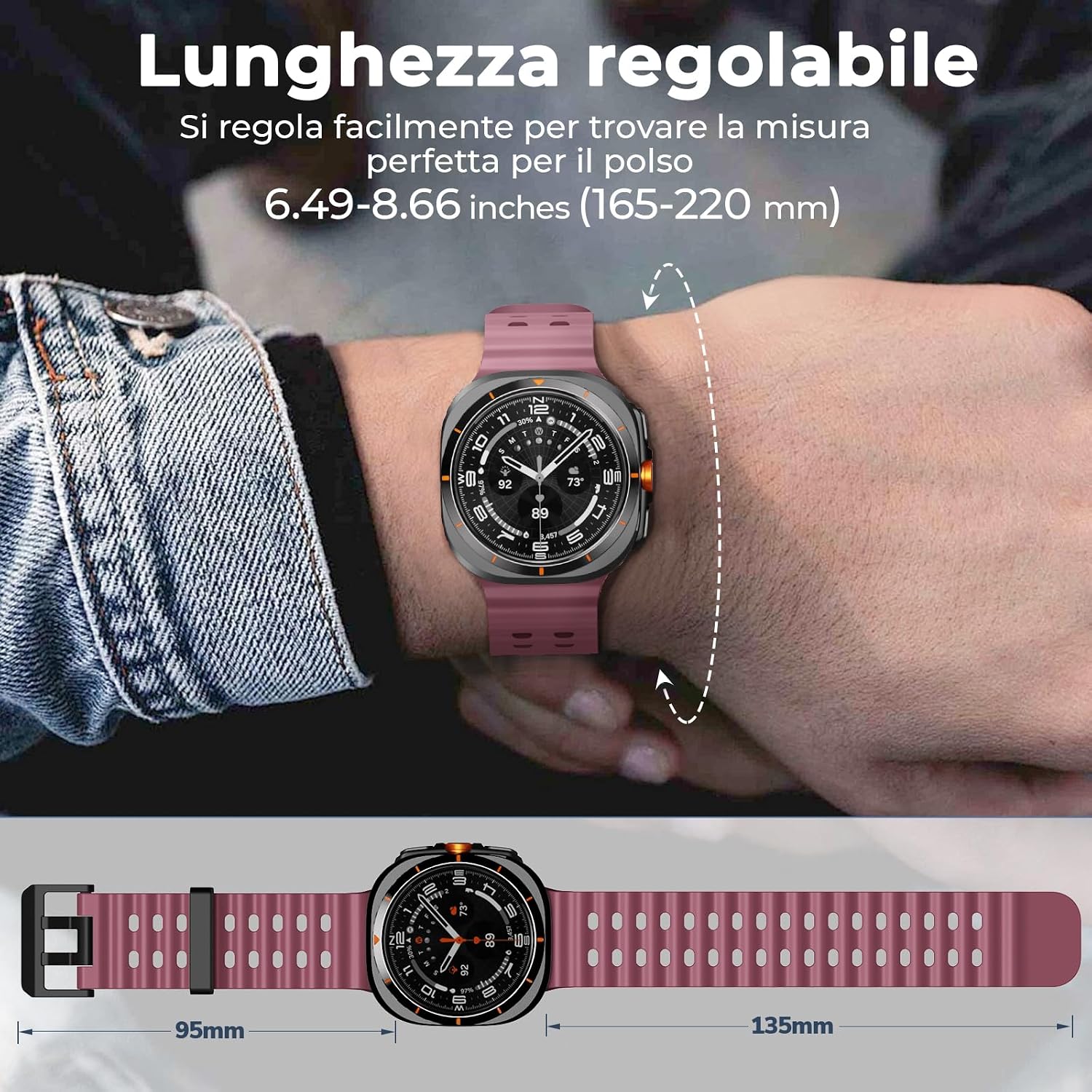 Thumbnail 3 de NotoCity Cinturino silicone 47 mm per Samsung Galaxy Watch Ultra – Rosso vino