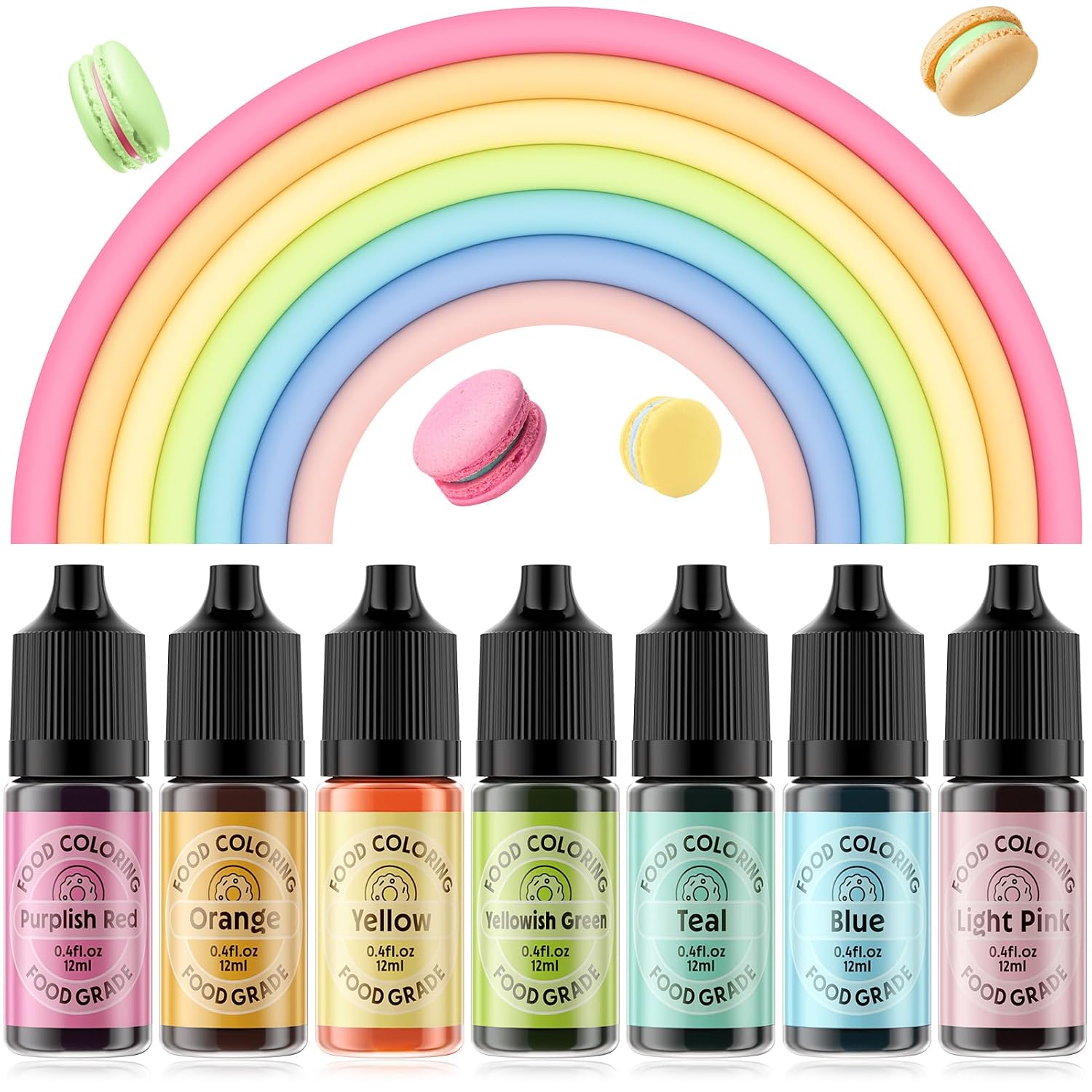 Detalle de Cherrysea Food Coloring Set, 7 Liquid Colors for Baking and Cake Decorating
