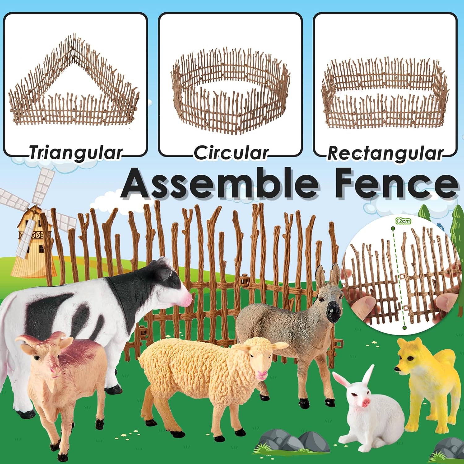 Detalle 2 de BUYGER Kids Farm Animals set with fence 🐥