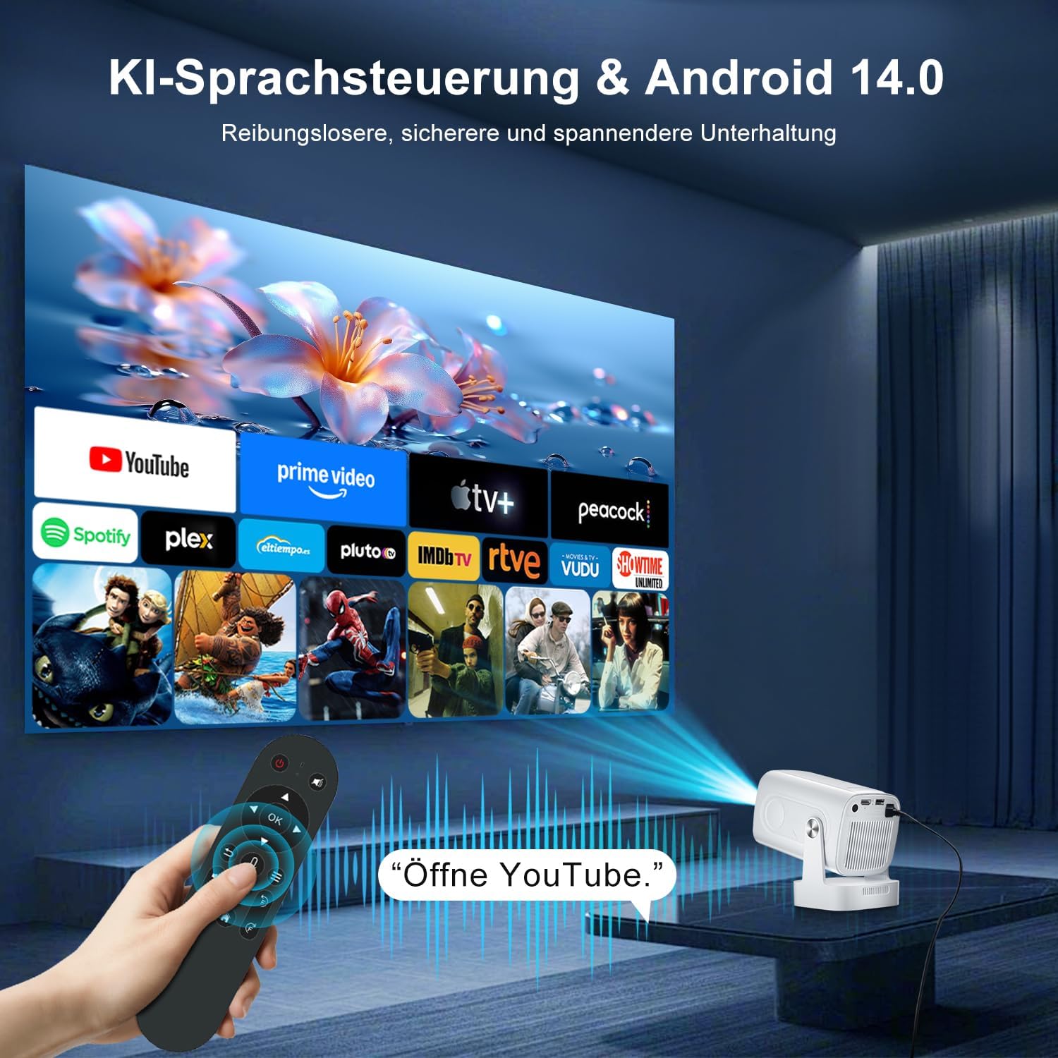 Detalle 2 de Salange Mini Beamer 8K Unterstützung 1080P