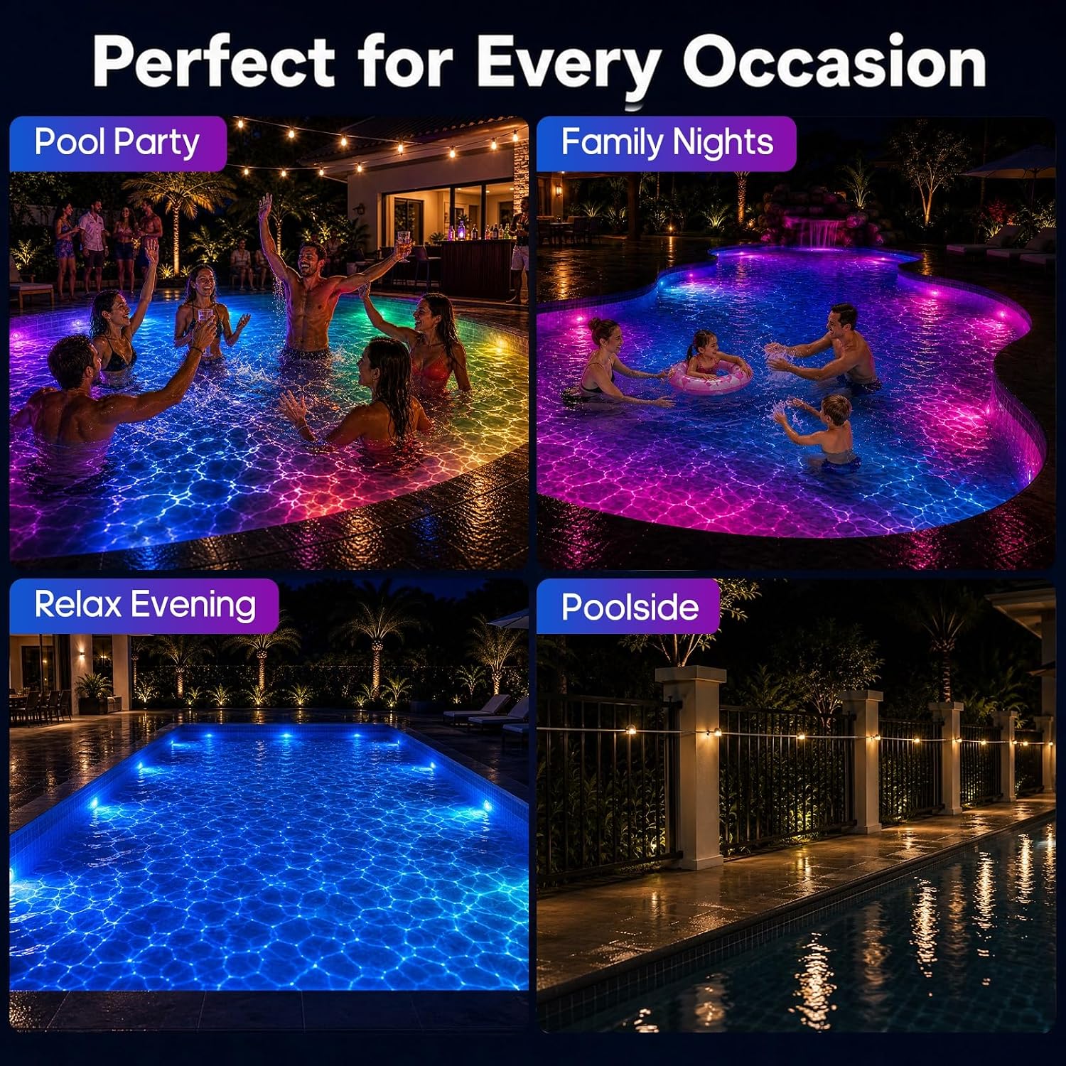 Thumbnail 6 de Soiarllt 25m 16 Lampes Swimming Pool Lights with App & Remote – IP68 Submersible RGB LED Lights for Pools and Ponds