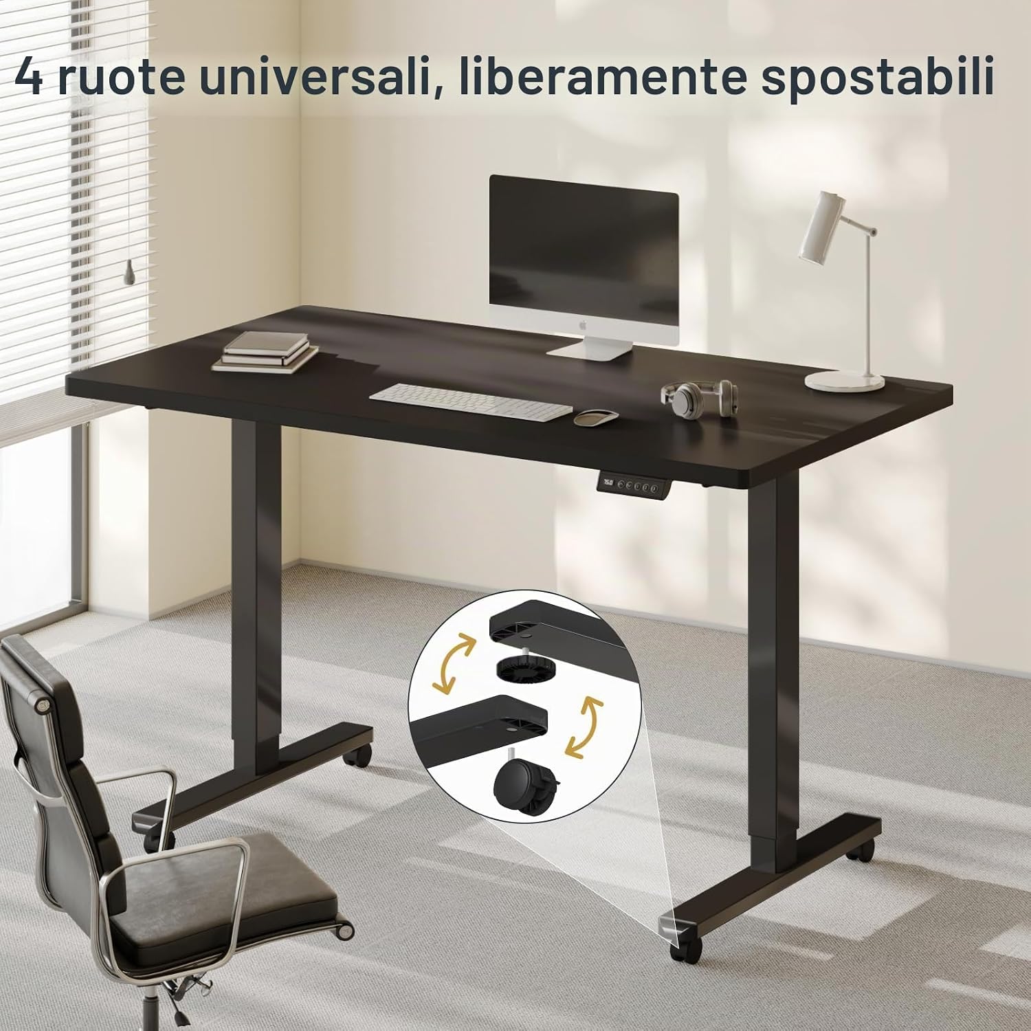 Thumbnail 6 de Flamaker Scrivania Regolabile in Altezza da 73 cm a 122 cm con Tasti di Memoria e Protezione Contro le Collisioni – Nero