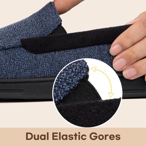 Detalle de LongBay Men's Moccasin Slippers Memory Foam – Navy Blue (UK 10)