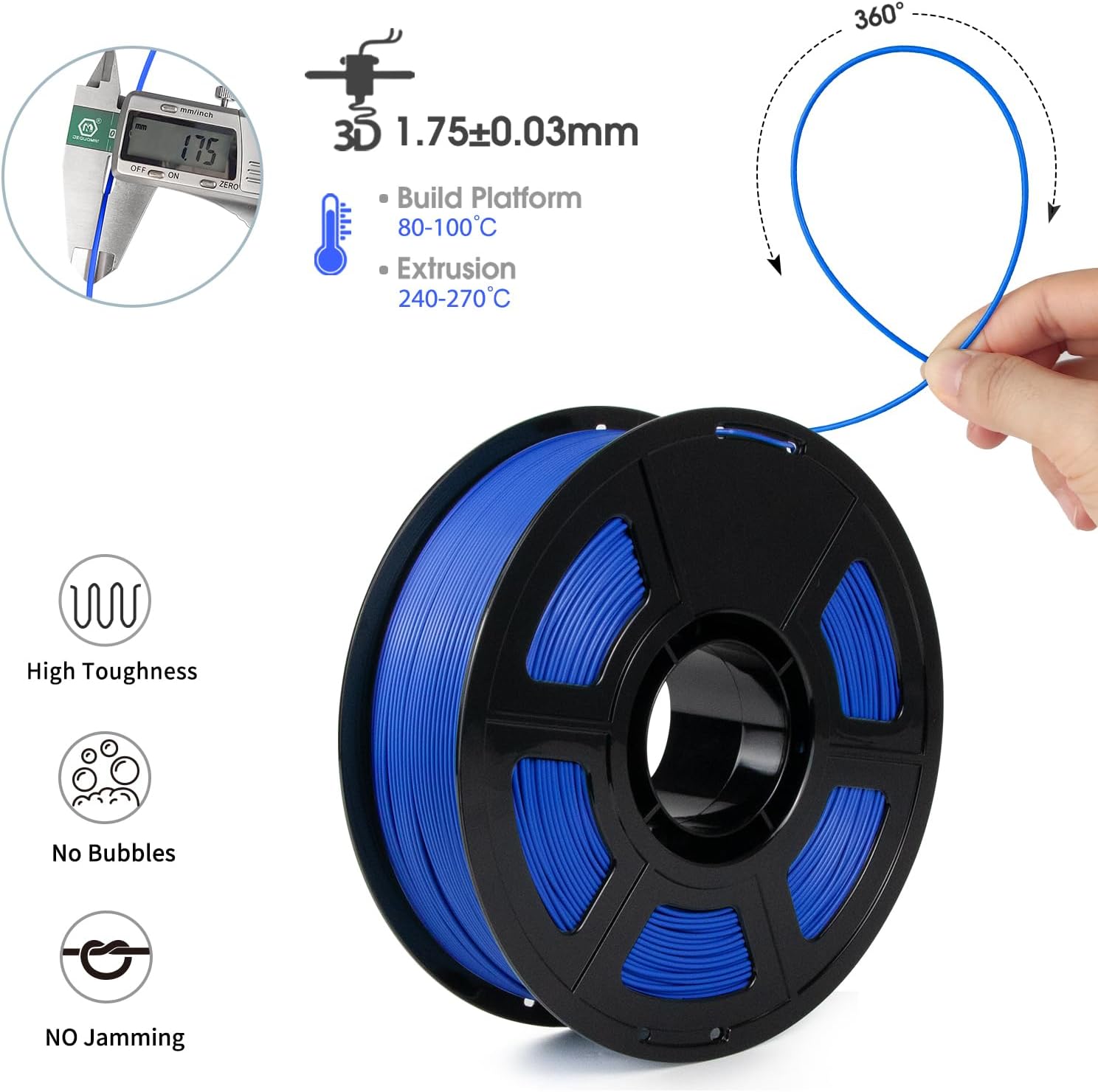Thumbnail 2 de iSANMATE ASA Filament 1.75mm – Premium Außenmaterial mit Anti-UV Schutz, Blau, 1 kg