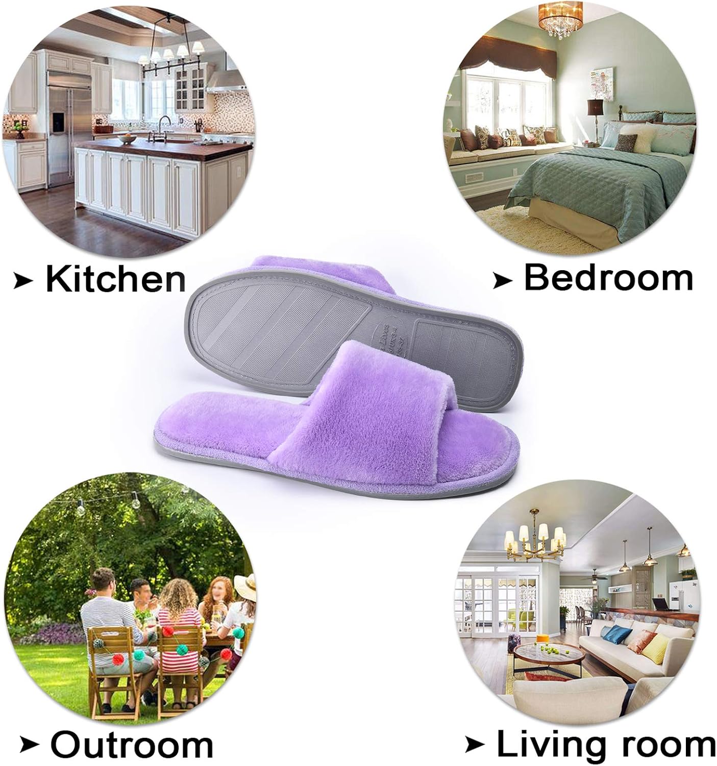 Thumbnail 5 de Open-Toe Women's Slippers with Memory Foam