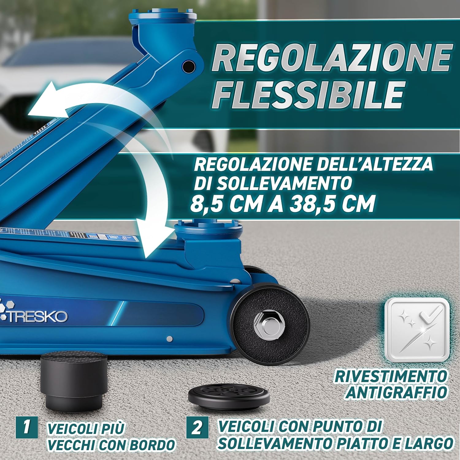 Thumbnail 6 de TRESKO Cric idraulico 2,5T altezza 85–385 mm per auto 🛠