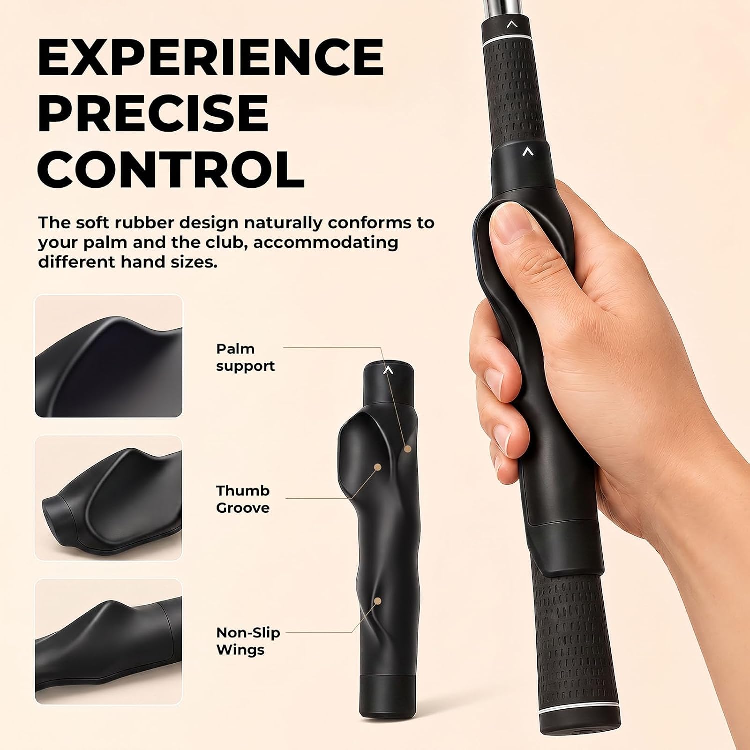Detalle de TOYEYE Golf Grip Trainer for Right-Handed Players, Standard Fit, Non-Slip Rubber