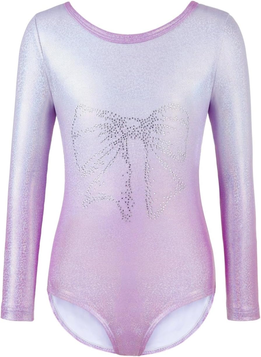 Detalle 2 de Girls’ three-piece gymnastics leotard set with sparkling gradient design