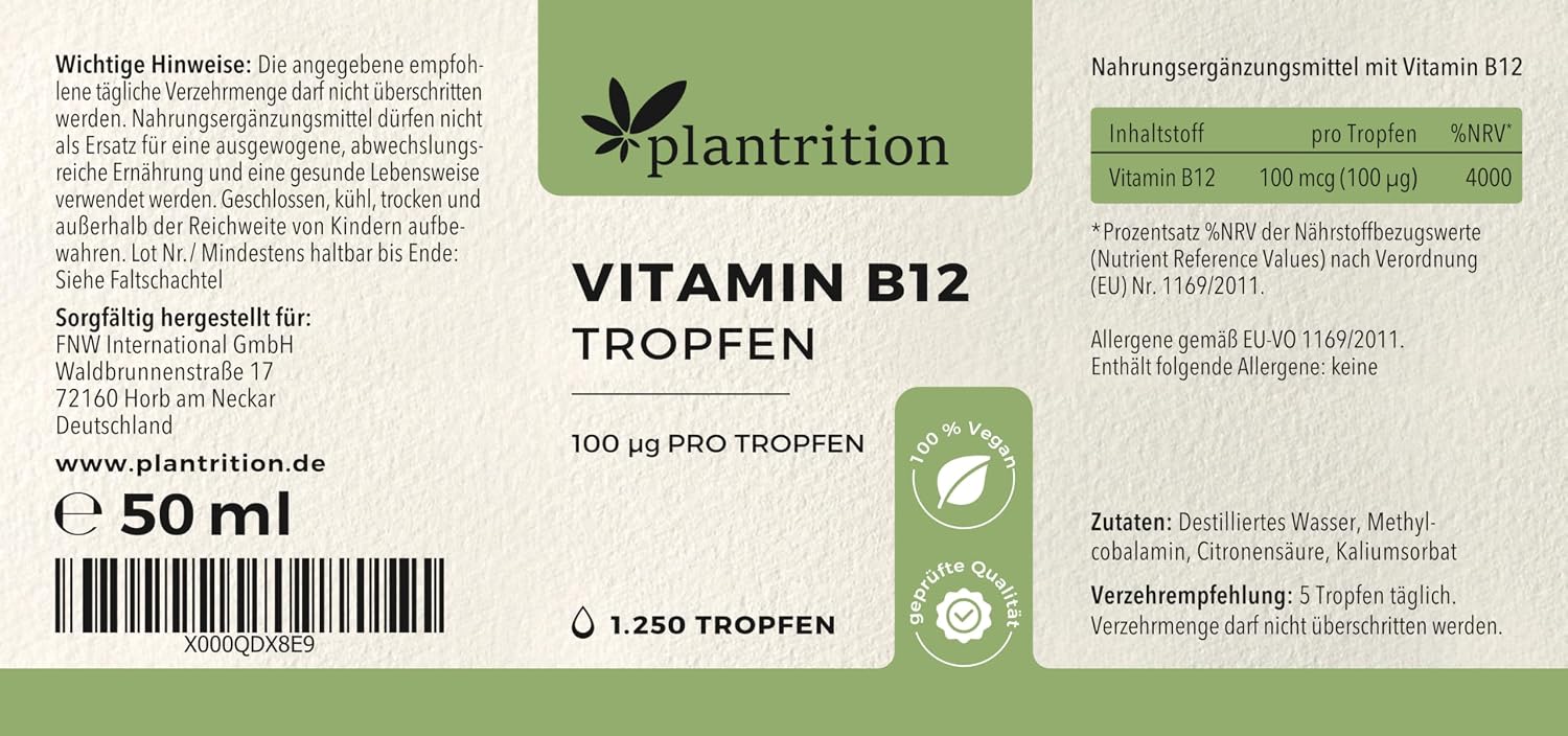 Thumbnail 2 de Plantrition Vitamin B12 Tropfen 1250