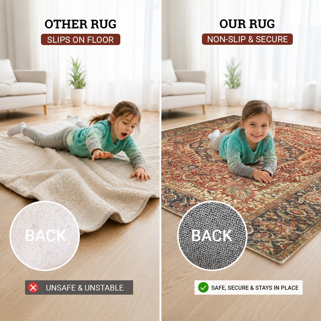 Thumbnail 4 de Aspire Homeware Rugs 240x320 cm: Traditional Cashmere-Style, Extra Large, Easy-Clean & Anti-Slip