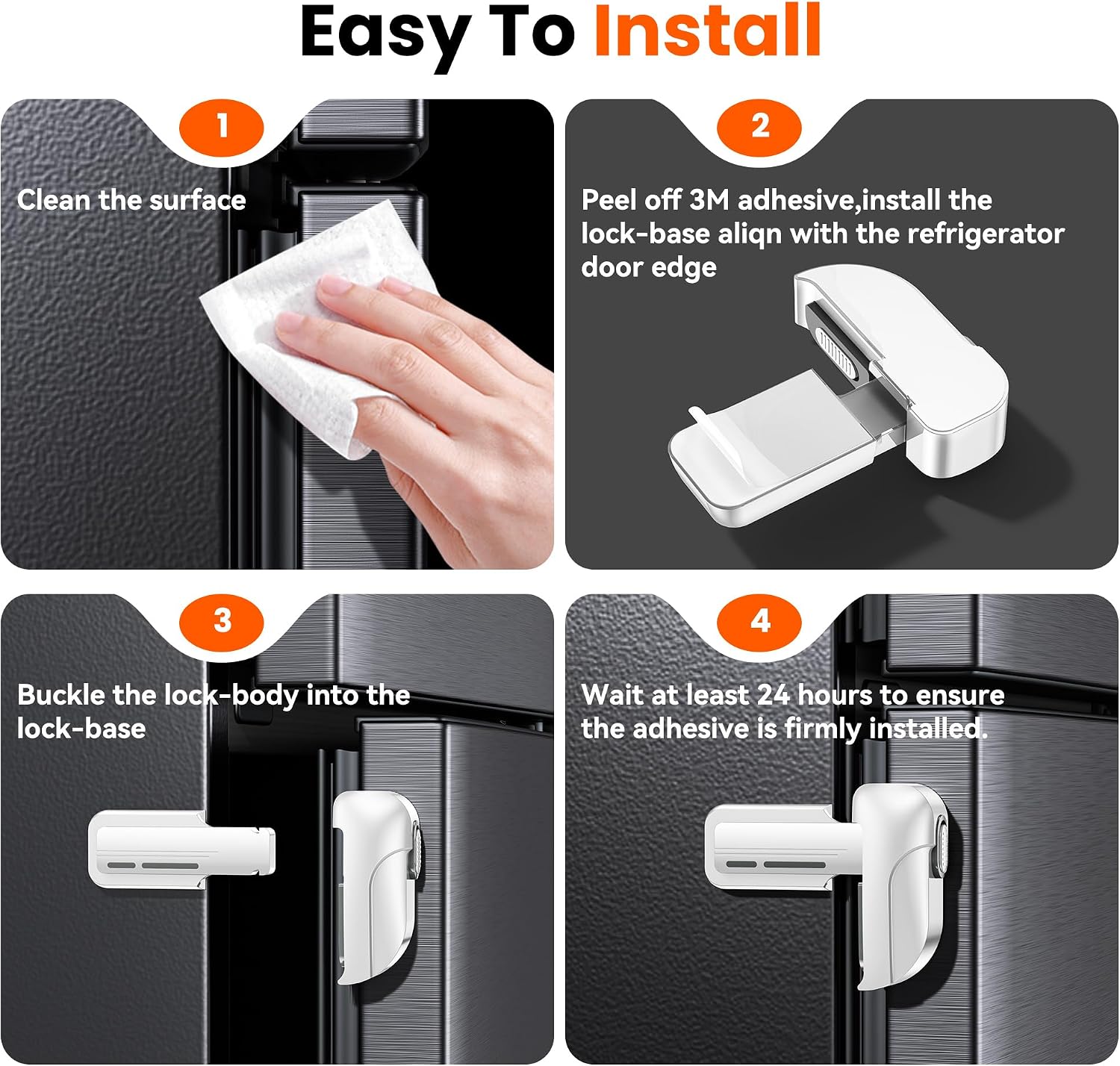 Detalle de 2 Pack Fridge Locks (White) – child-proof refrigerator door locks with one-handed release