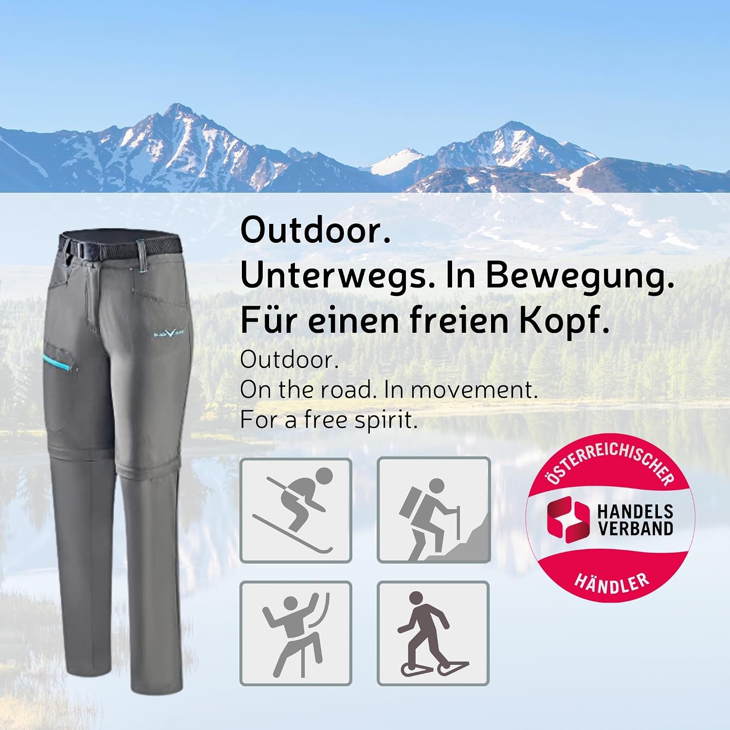 Detalle 2 de Black Crevice pantalon trekking zippé femme