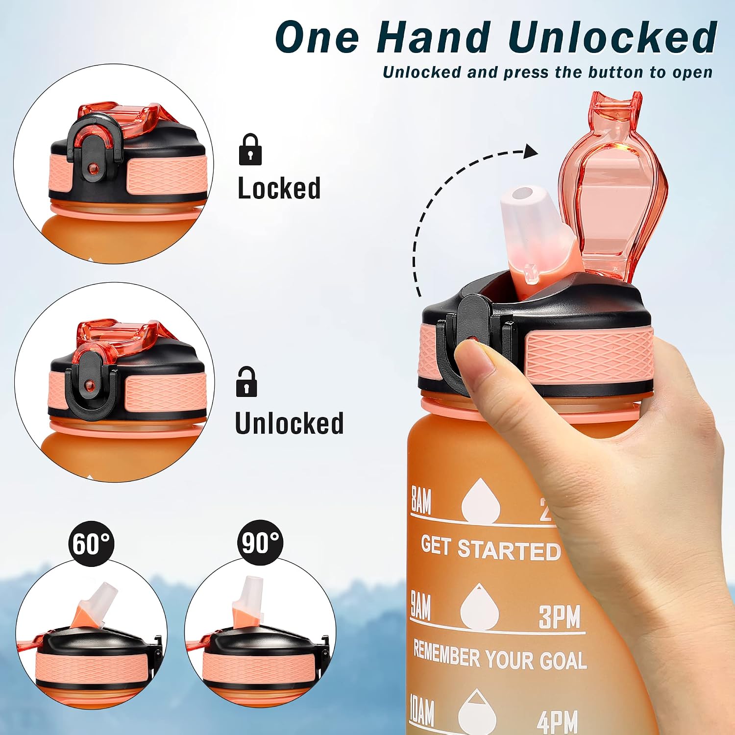 Detalle 2 de YC Kitchen 1 Litre Motivational Water Bottle ๐ฐ