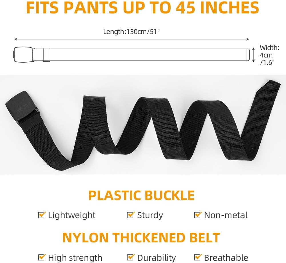 Detalle 1 de Aomig justerbart nylonbälte med plastspänne, klippbar längd och hålfri design