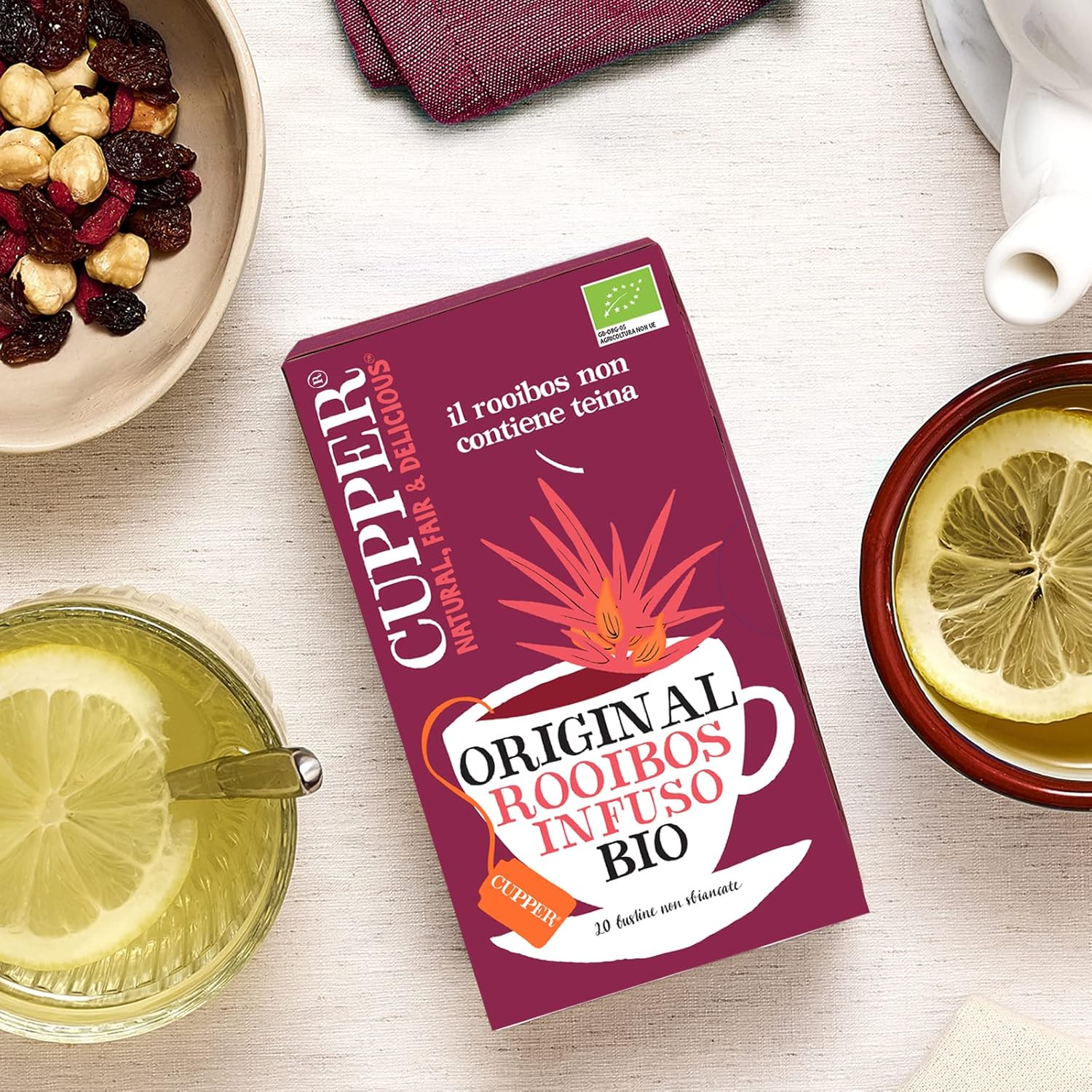 Detalle de Cupper Infuso Rooibos Biologico — 4 confezioni da 20 bustine (80 bustine totali) di tisana al Rooibos