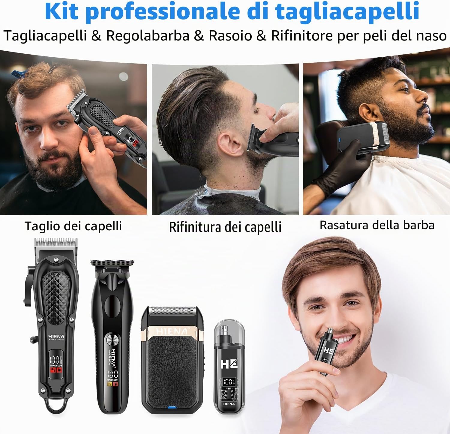 Thumbnail 6 de HIENA PRO Tagliacapelli Uomo Professionale: Kit completo per taglio, barba e naso