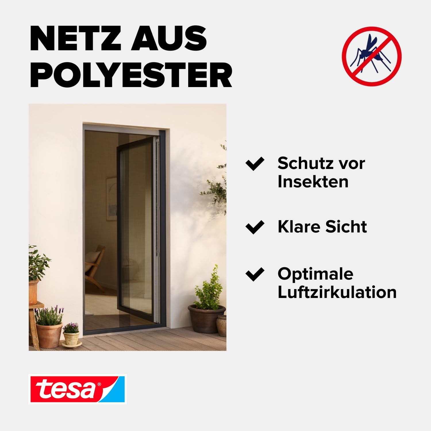 Thumbnail 5 de tesa INSECT STOP Klett Fliegengitter Premium für Türen – 2-tlg, 120 cm x 220 cm, Anthrazit