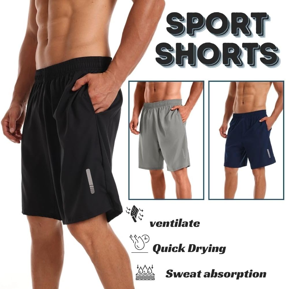 Detalle de fovdtaa 3 Pack Mens Sports Shorts Quick Dry – Breathable Gym and Running Shorts