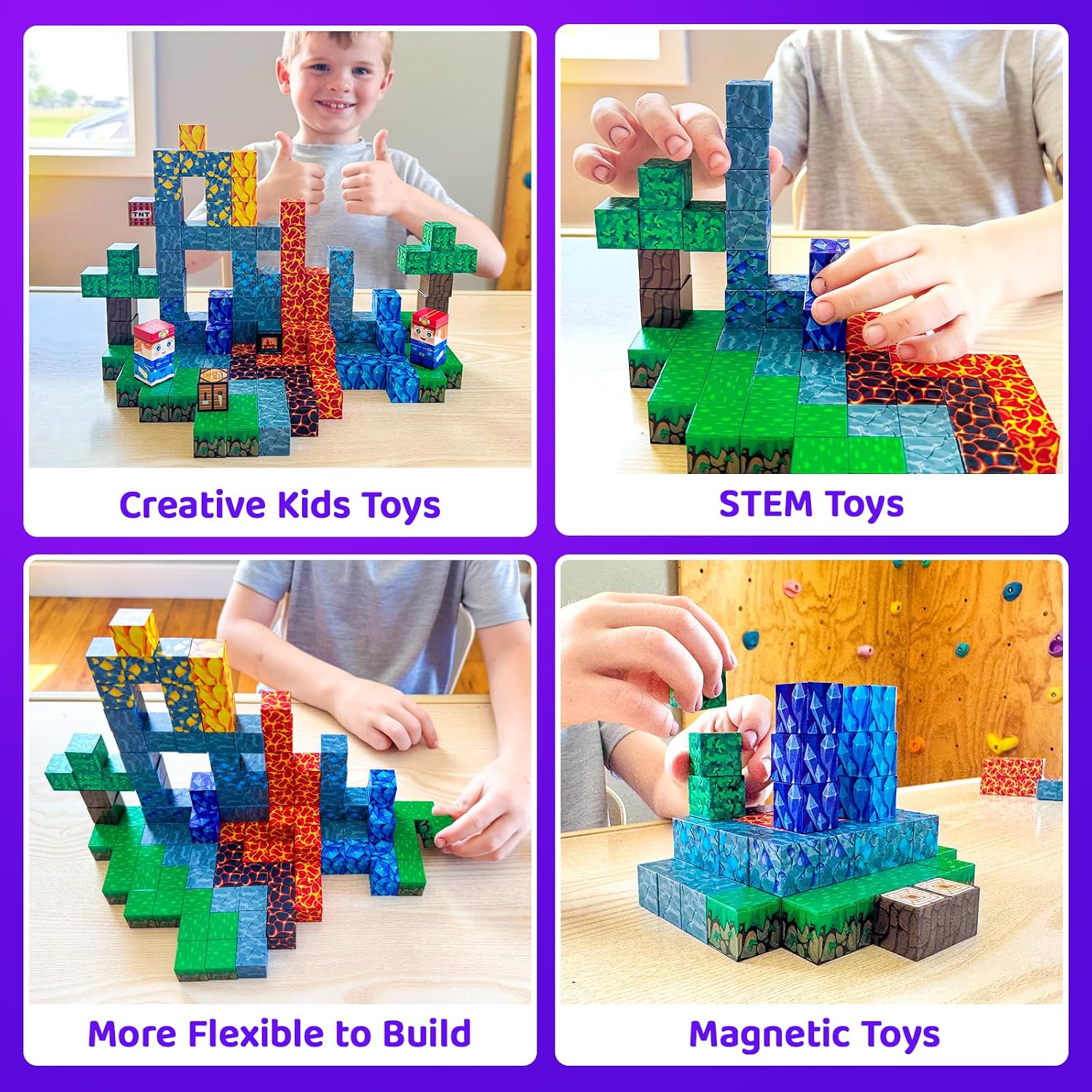 Detalle de Toyvimo Magnetic Blocks 100-Piece Magnetic Building Set (Forest & Mine Theme)