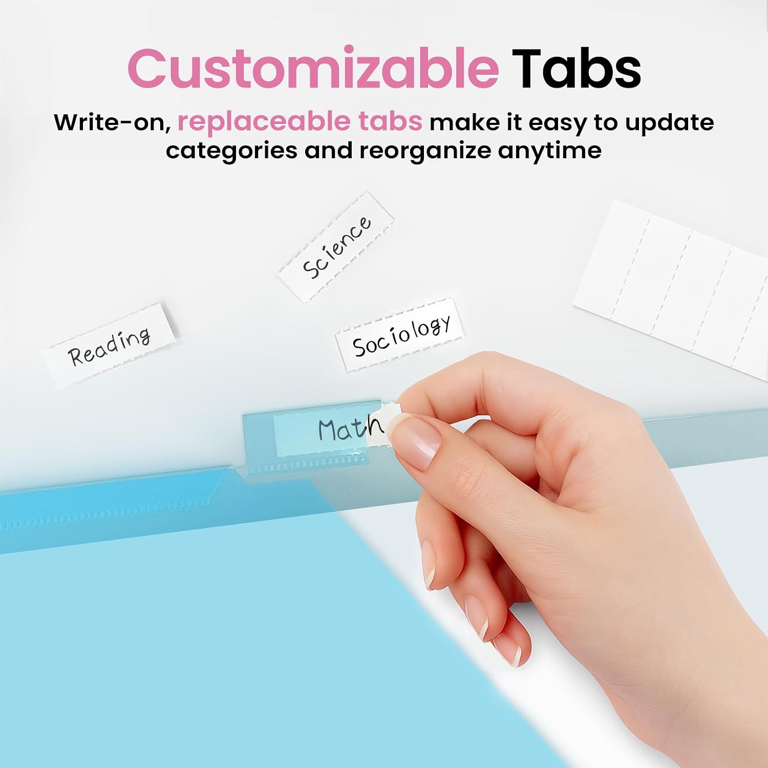 Detalle 2 de Taja 16-Count Plastic Binder Dividers with 8 Pastel Tabs and Two Pockets