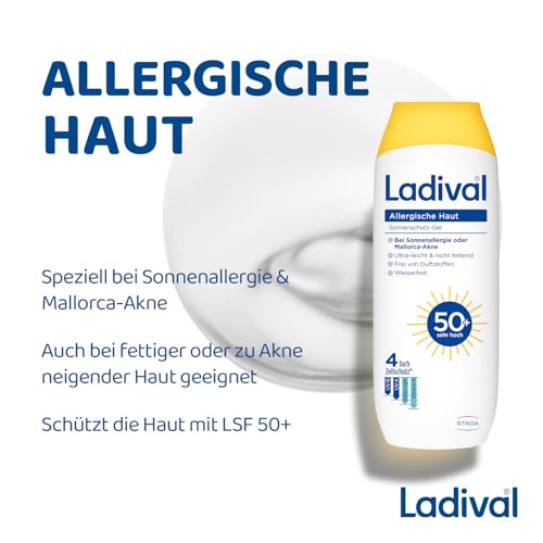 Detalle de Ladival Allergische Haut Sonnencreme LSF 50+ Gel – 250 ml für sensible Haut