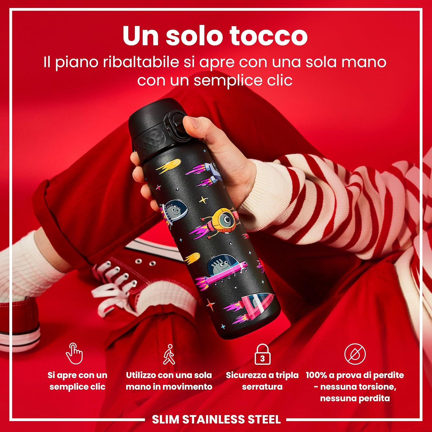 Detalle de Ion8 Borraccia Inox Leggero 600 ml – non isolata, a prova di perdite, lavabile in lavastoviglie