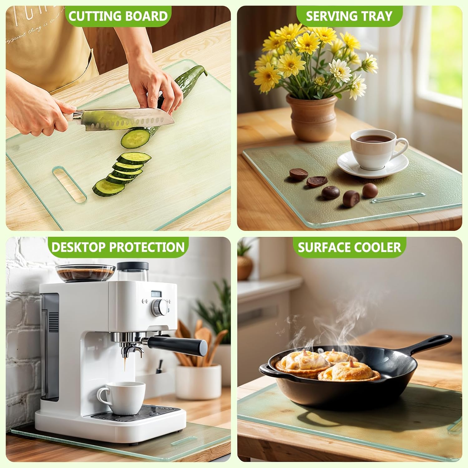 Thumbnail 6 de Tempered Glass Cutting Board Set (2-Pack) — 16x12 and 12x8 with Handles