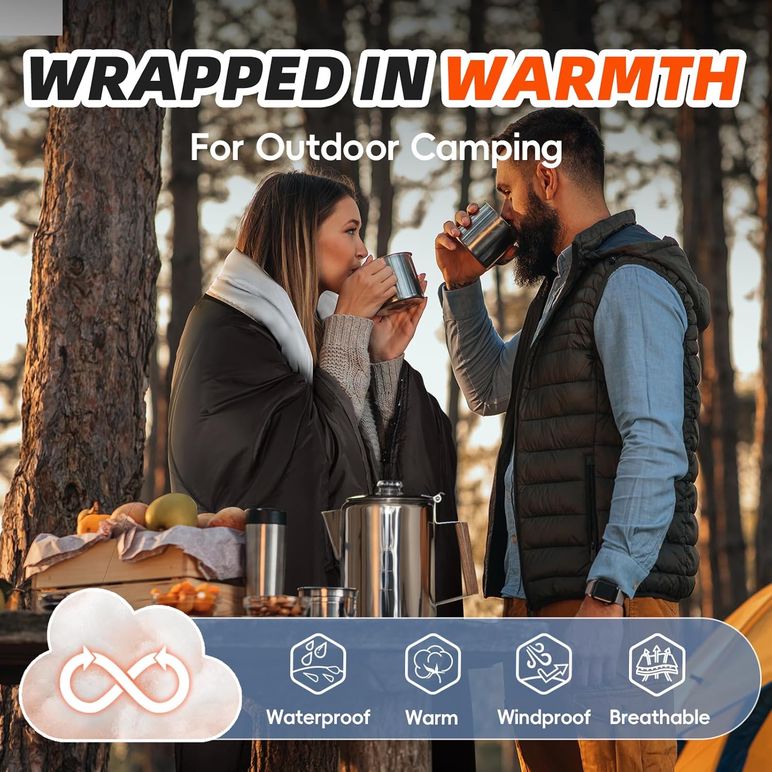 Thumbnail 4 de MEREZA Sleeping Bags XL for Men & Women: Large Wide, 3-4 Season Camping Bag with Compression Sack